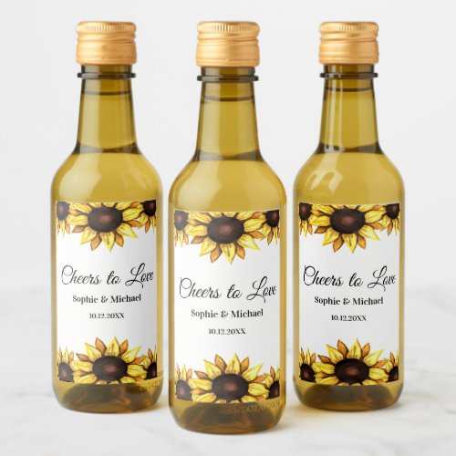 Sunflower Wedding Cheers Floral   Wine Label