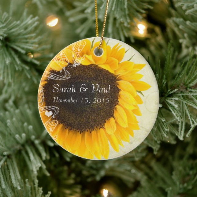 Sunflower Wedding Christmas Ornament (Tree)