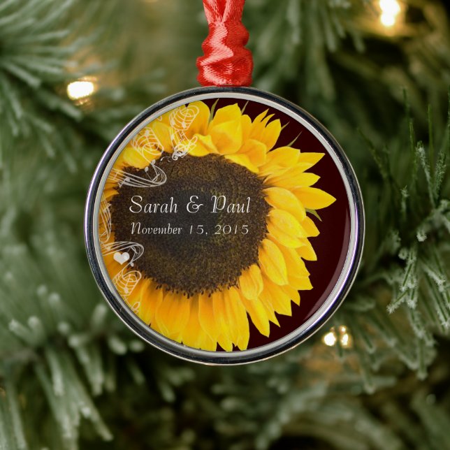 Sunflower Wedding Christmas Ornament (Tree)