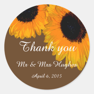 Sunflower wedding classic round sticker