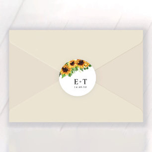 Sunflower Wedding Classic Round Sticker