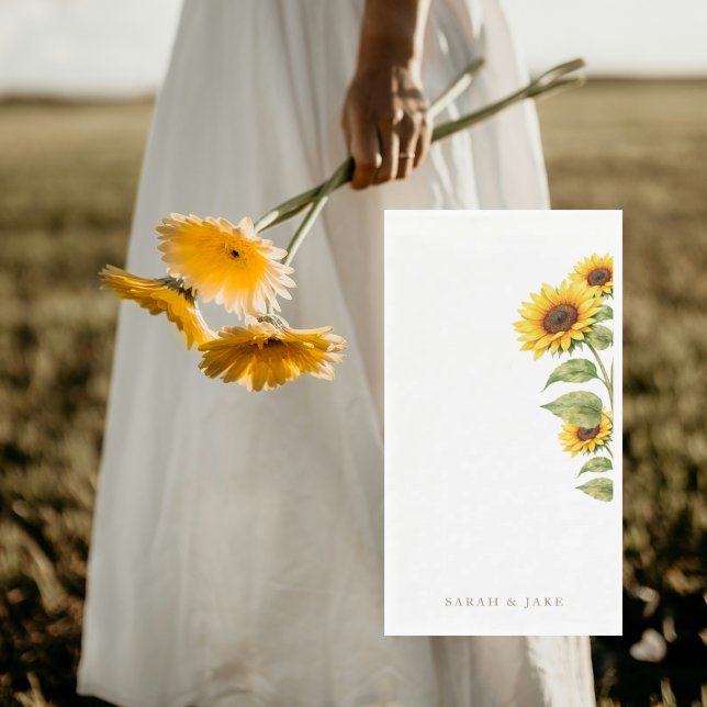 Sunflower Wedding Couple Names Personalized Paper Guest Towels (Creator Uploaded)