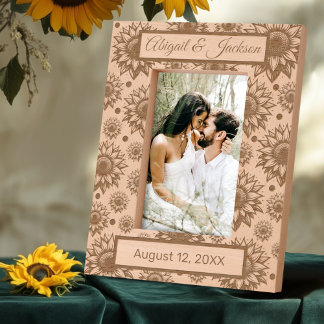 Sunflower Wedding Custom Text Engraved Frames