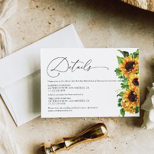 Sunflower Wedding Details Enclosure Cards