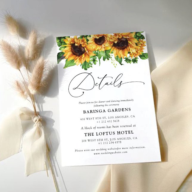 Sunflower Wedding Details Enclosure Cards (Creator Uploaded)
