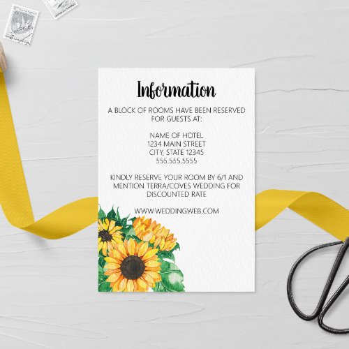 Sunflower Wedding Enclosure Card