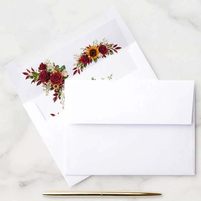 Sunflower Wedding Envelope Liner (Desk)