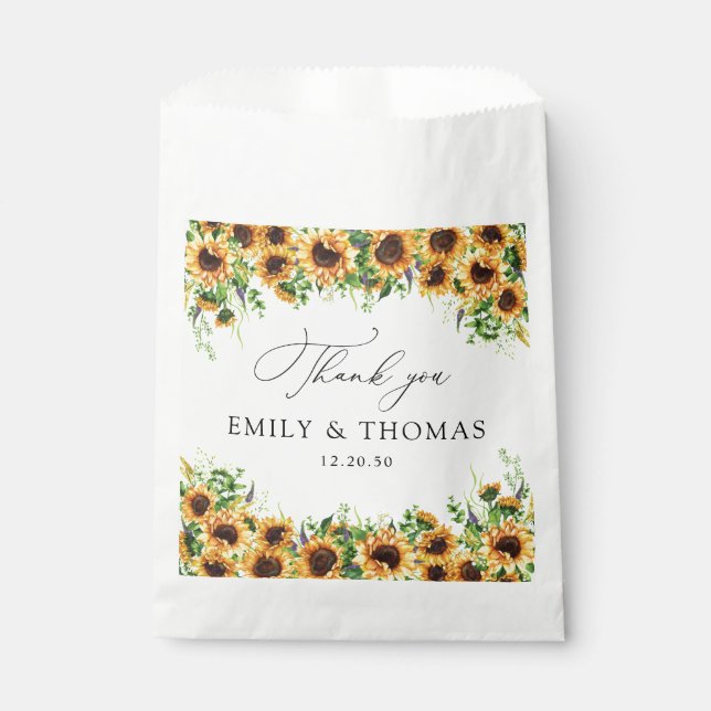 Sunflower Wedding Favor Bag (Front)