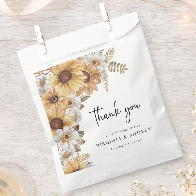 Sunflower Wedding Favor Bags (Fall Sunflower Greenery Wedding Favor Bags by Painted Paperie
)
