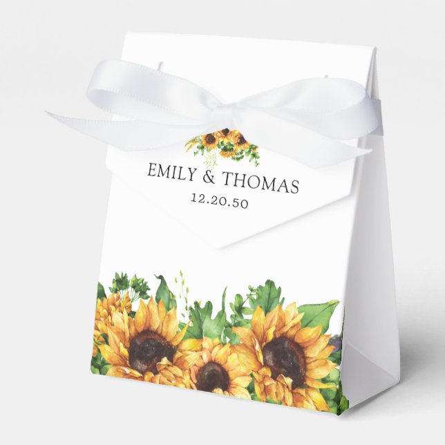 Sunflower Wedding Favor Box (Front Side)