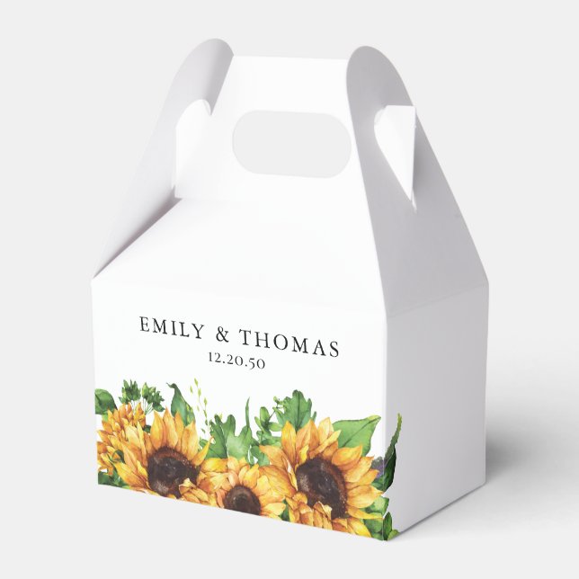 Sunflower Wedding Favor Box (Front Side)