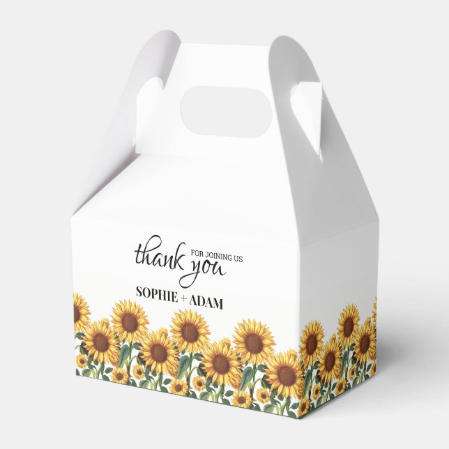 Sunflower Wedding Favor Box (Front Side)