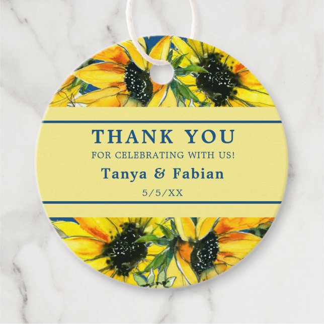  Sunflower Wedding Favor tag (Front)