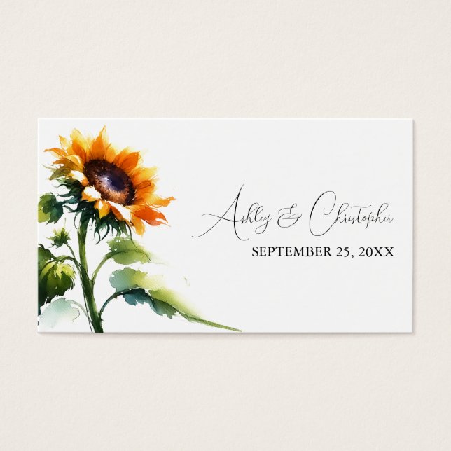 Sunflower Wedding Favor Tag (Front)