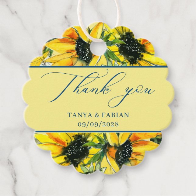  Sunflower Wedding Favor tag (Front)