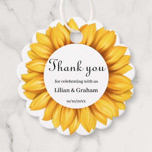  Sunflower Wedding  Favor Tags (Front)