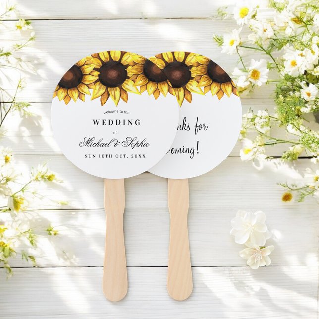 Sunflower Wedding Favor White Yellow Floral Fans (Creator Uploaded)