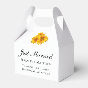 Sunflower Wedding Favor Yellow Floral Just Married Boxes