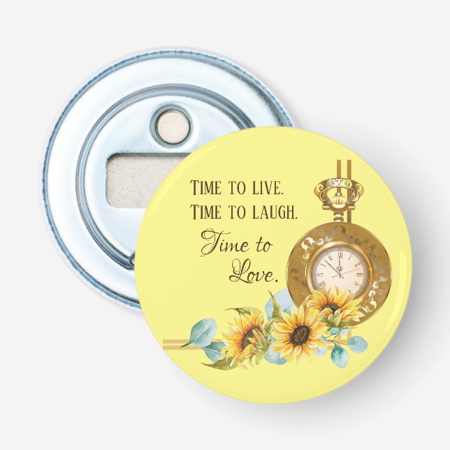 Sunflower Wedding Favor (Yellow) Magnet Bottle Opener (Front)