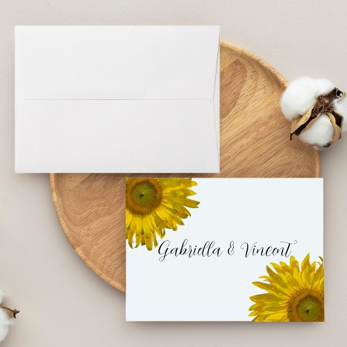 Sunflower Wedding Flat Stationery Note Cards Custom Invitation