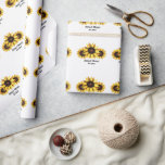 Sunflower Wedding Floral Yellow White Wrapping Paper<br><div class="desc">Sunflower wedding wrapping paper,  yellow white floral wrapping paper,  use personalize this template to change text.</div>