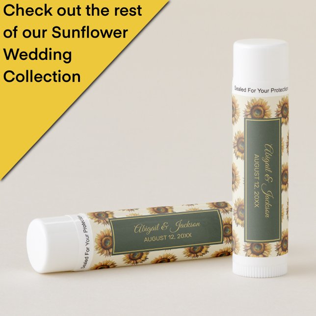 Sunflower Wedding Forest Green and Gold Rustic Lip Balm (Creator Uploaded)