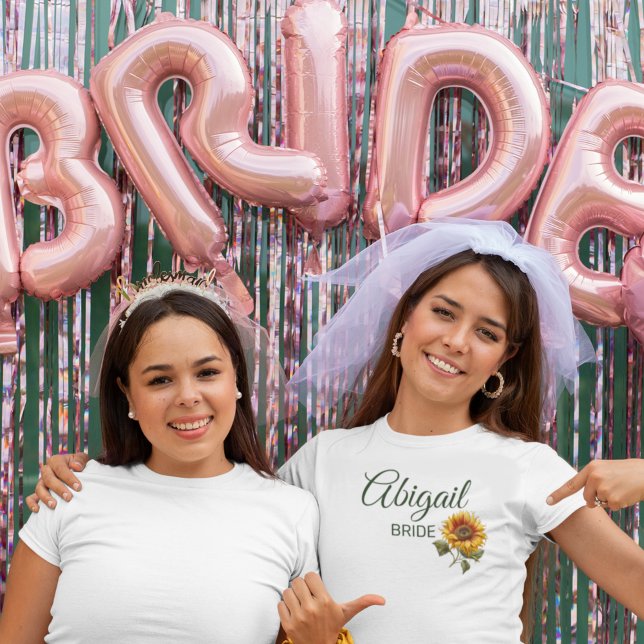 Sunflower Wedding Forest Green Bride T-Shirt (Creator Uploaded)