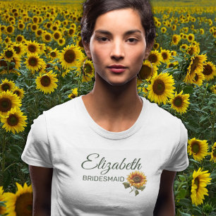 Sunflower Wedding Forest Green Bridesmaid  T-Shirt