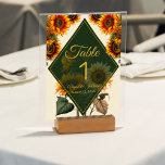 Sunflower Wedding Forest Green & Gold Table Card<br><div class="desc">Introducing our exquisite sunflower themed wedding table number card, a perfect choice for couples seeking a rustic, country touch. This enchanting table number card captures the beauty of sunflowers accentuated with charming forest green and faux gold details. The vibrant sunflowers symbolize joy, happiness and blossoming love, setting the perfect tone...</div>