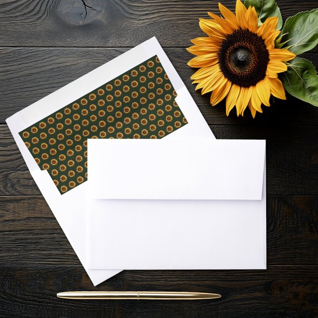 Sunflower Wedding Forest Green Pocket Square Envelope Liner (Creator Uploaded)