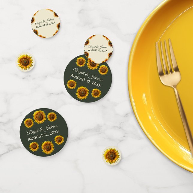 Sunflower Wedding Forest Green Rustic Confetti (Creator Uploaded)