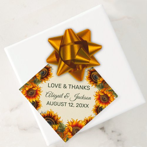 Sunflower Wedding Forest Green Rustic Favor Tags