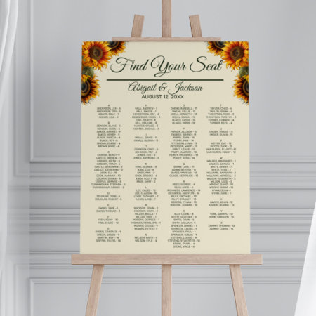 Sunflower Wedding Forest Green Seating Chart