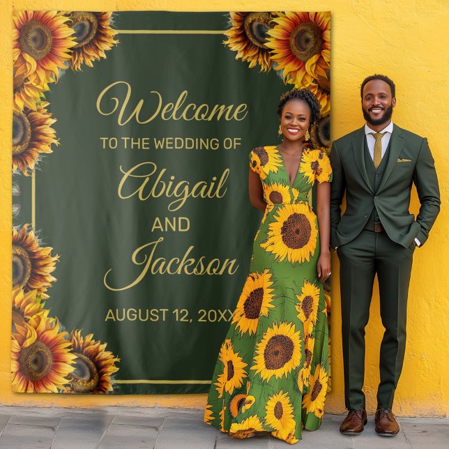 Sunflower Wedding Green & Gold Wedding Backdrop (Creator Uploaded)