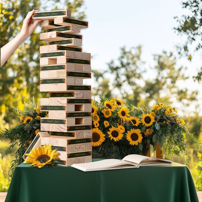 Sunflower Wedding Green & Gold Wedding Topple Tower (Creator Uploaded)