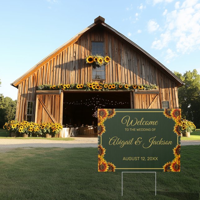 Sunflower Wedding Green & Gold Wedding Yard Sign (Creator Uploaded)