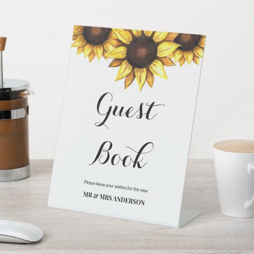Sunflower Wedding Guest Book Pedestal Sign