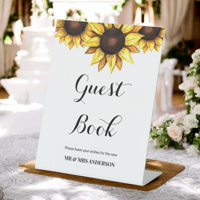 Sunflower Wedding Guest Book Pedestal Sign (Creator Uploaded)