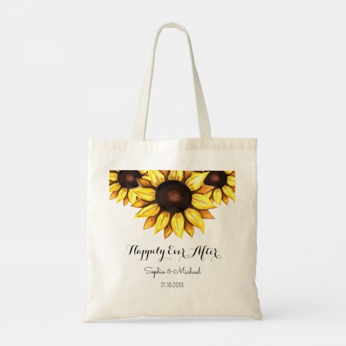 Sunflower Wedding Happily Ever After Floral Tote Bag