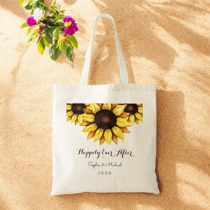 Sunflower Wedding Happily Ever After Floral Tote Bag