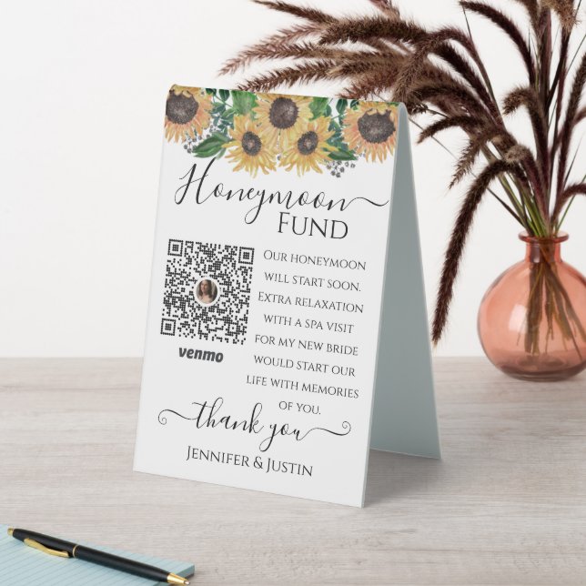Sunflower Wedding Ideas Reception Venmo Code  Tabl Table Tent (In SItu (Table))