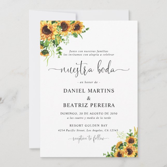 Sunflower Wedding Invitation (Front)