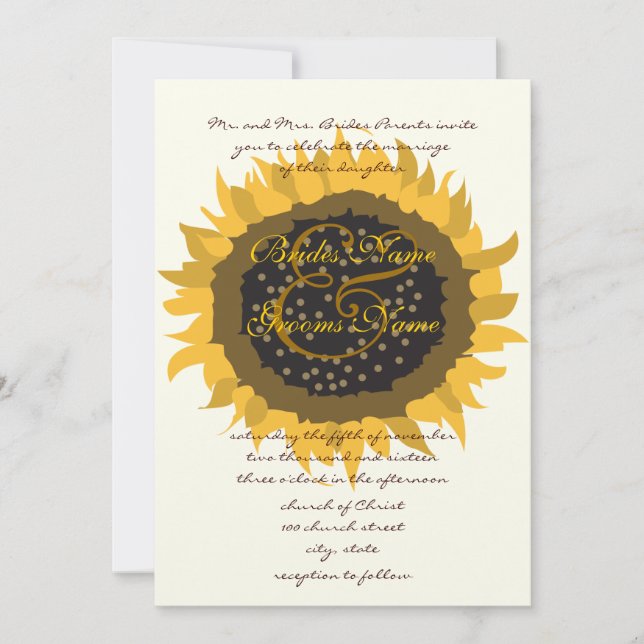 Sunflower Wedding Invitation (Front)