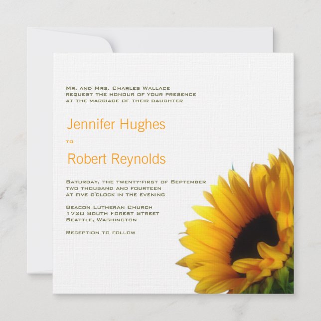 Sunflower Wedding Invitation (Front)