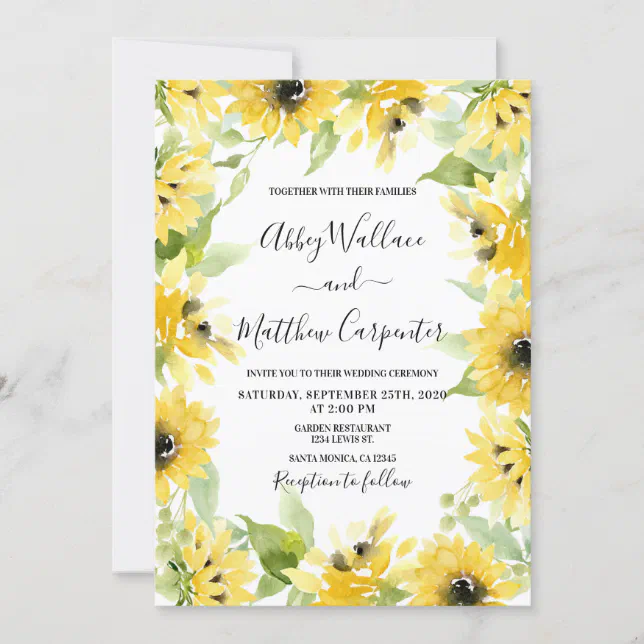 Sunflower wedding invitation | Zazzle