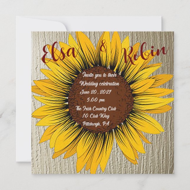 Sunflower Wedding Invitation (Front)