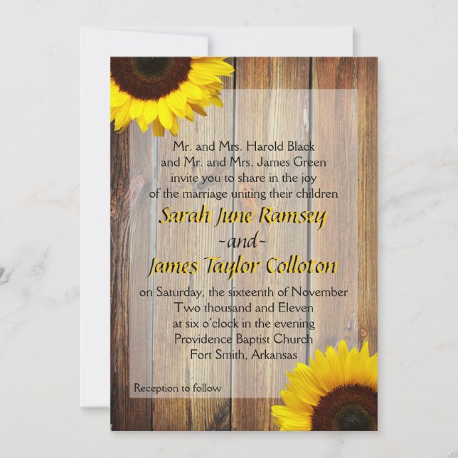 Sunflower Wedding Invitation (Front)