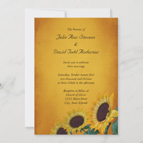Sunflower Wedding Invitation Card