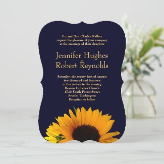 Sunflower Wedding Invitation (Navy Blue)