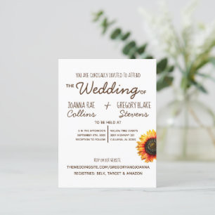 Sunflower Wedding Invitation Postcard